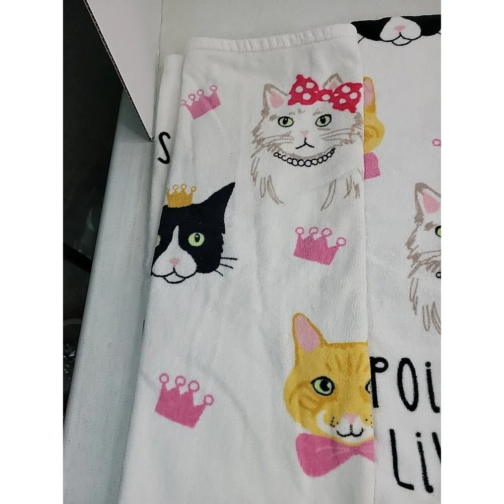 Kassafina Spoiled Cats Live Here Set Of 2 Plush Big Bath Towels
